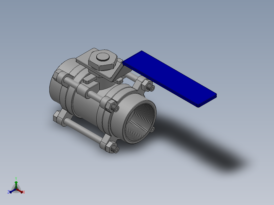 三片式内螺纹球阀-304 DN15-DN80正等轴测图