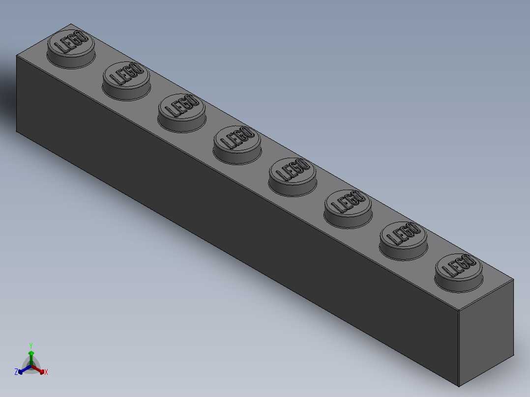 乐高套装 4421基本积木-4211392 - 3008 Medium Stone Grey Brick 1 x 8.SLDPRT正等轴测图