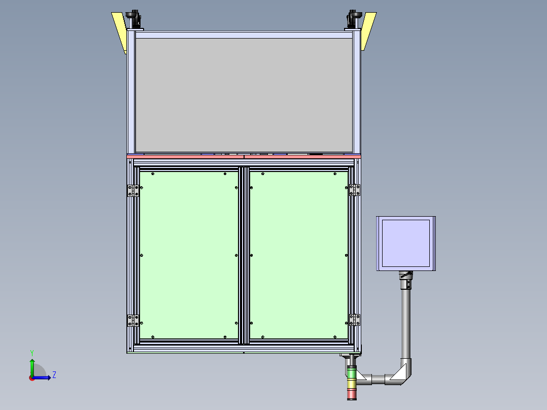 视觉检查机械手作业工作台sw20左视图
