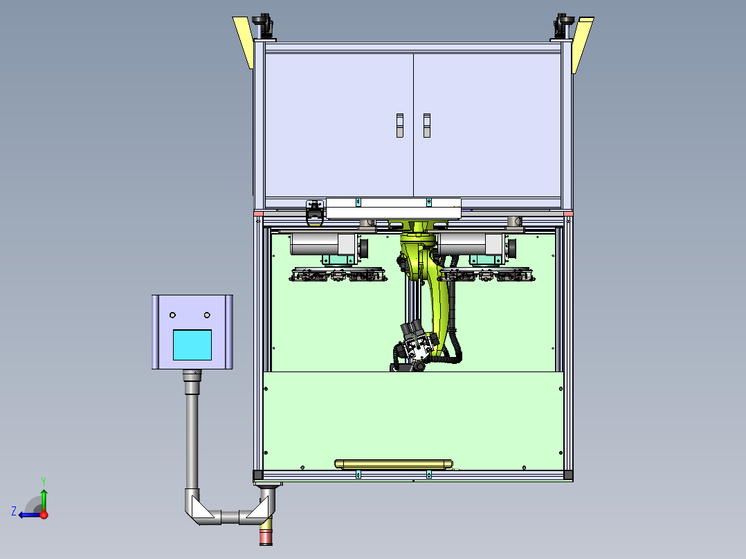 视觉检查机械手作业工作台sw20右视图
