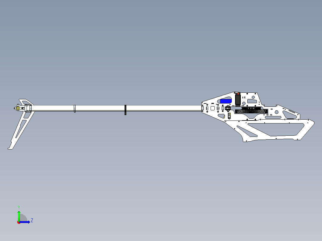 Gaui X7电动遥控直升机核心结构3D图纸 STEP格式左视图