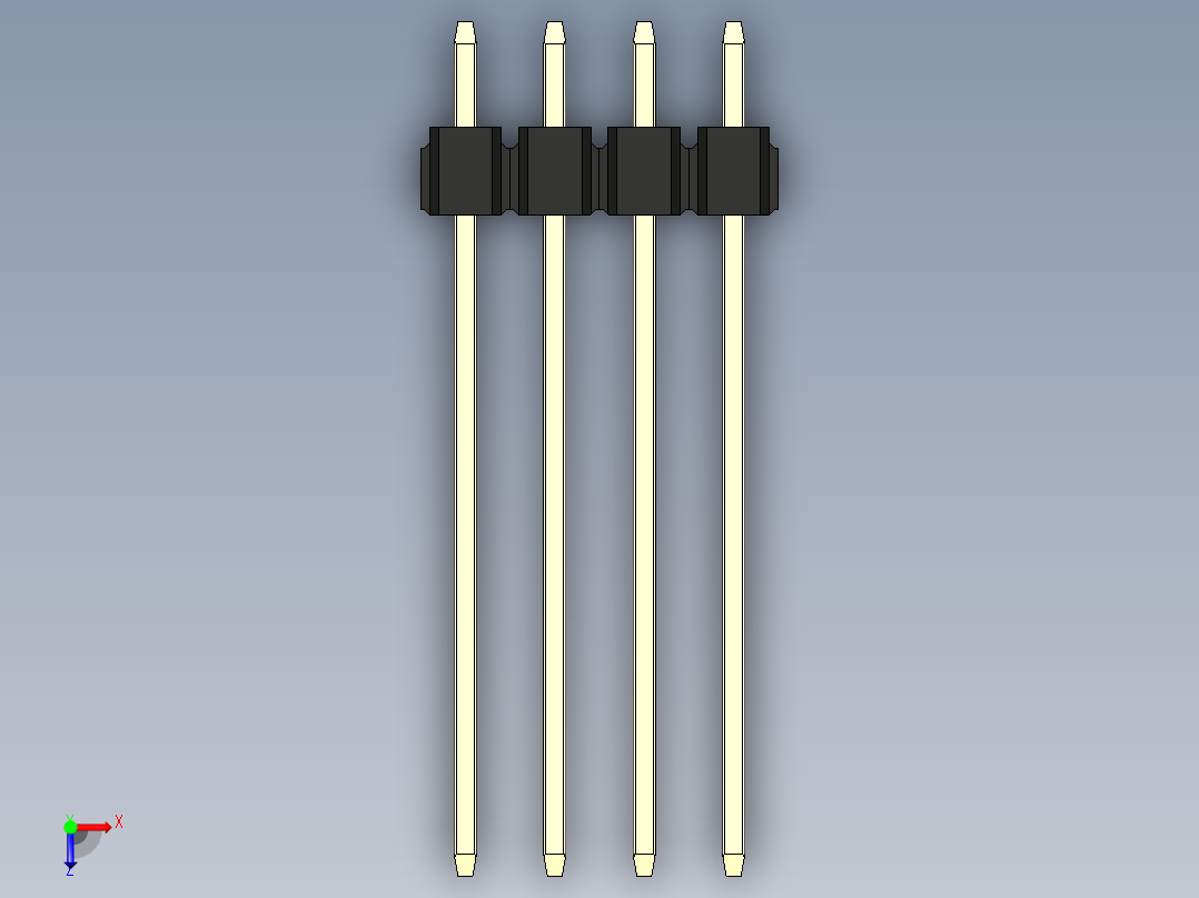 彩色公头100mil（2.54mm）系列-DS1021_black_1x04p_100mil_Type19_rev1.0俯视图