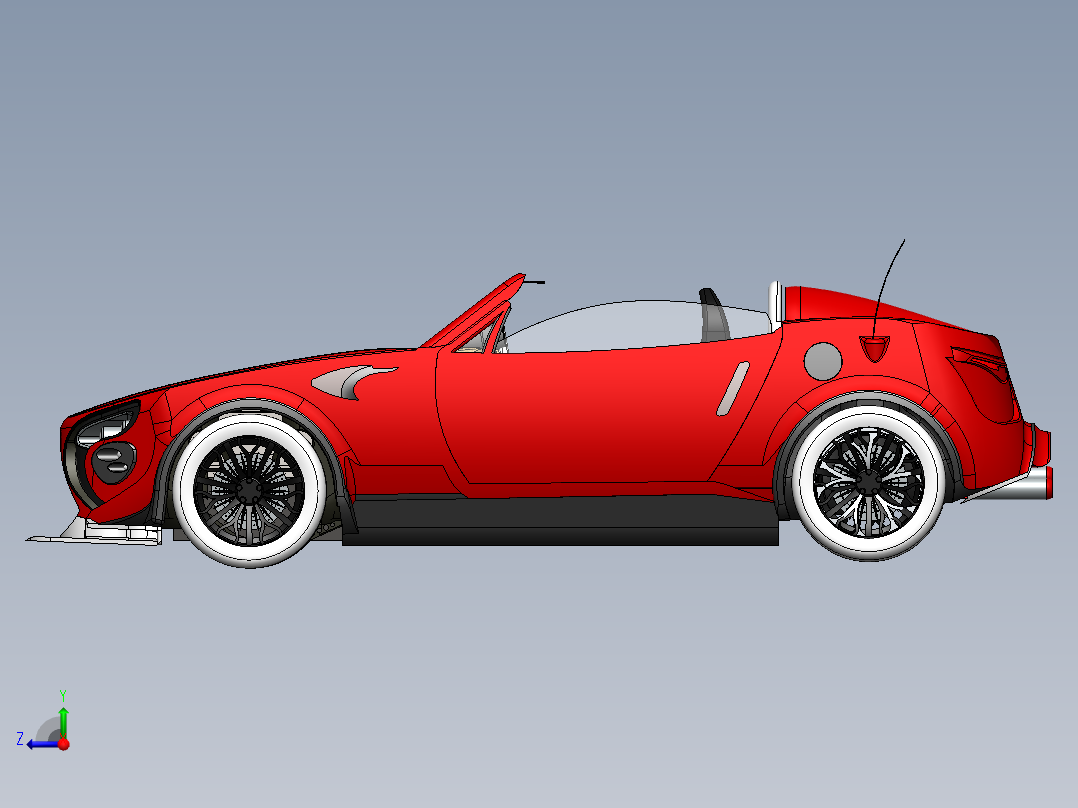 TBO标志敞篷车右视图