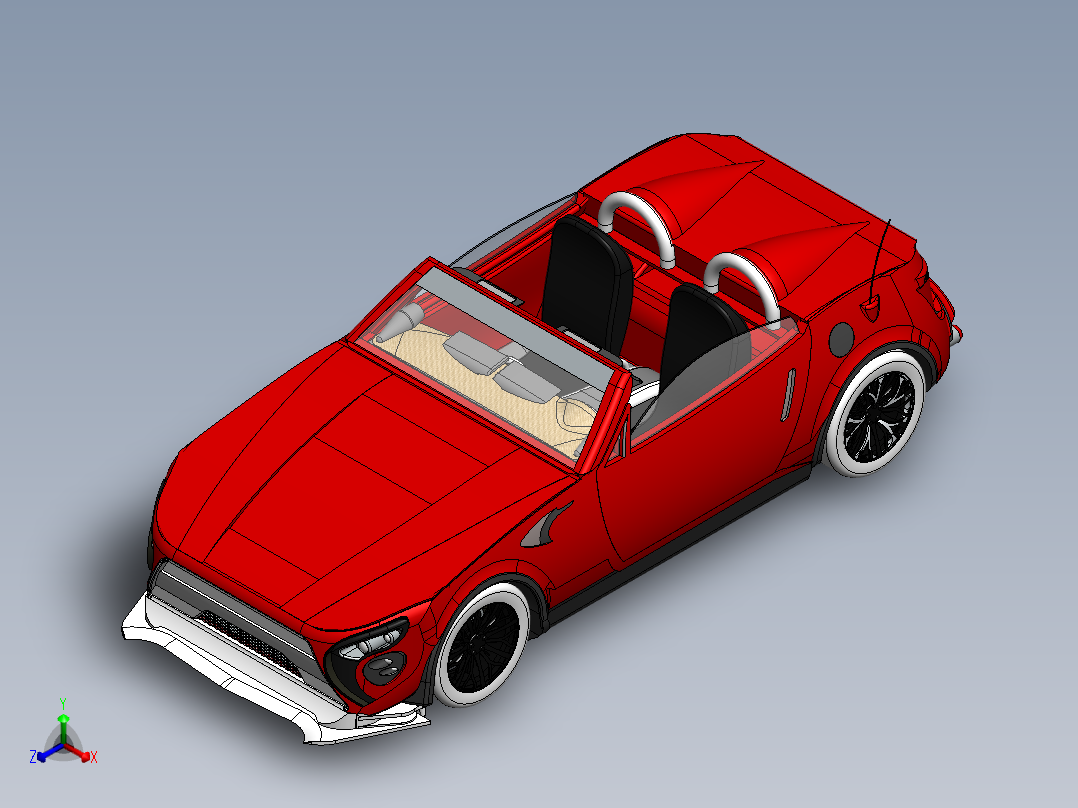 TBO标志敞篷车正等轴测图