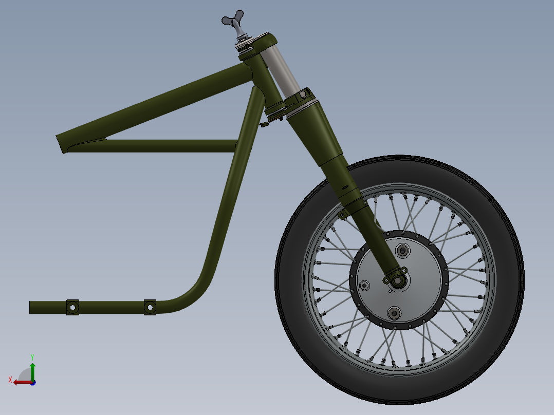 摩托车项目前叉总成后视图