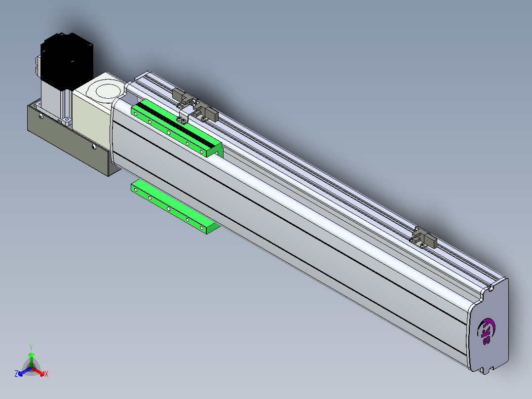 同步带滑台-半封闭B13H-L45-S400-L-P40-D3正等轴测图