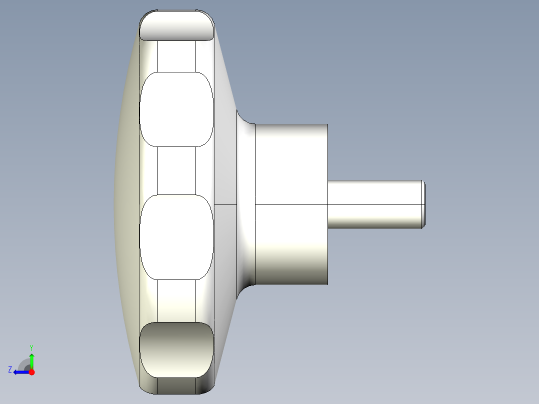 星型把手(塑膠)(B)2475-3D多系列多零件图纸模型右视图