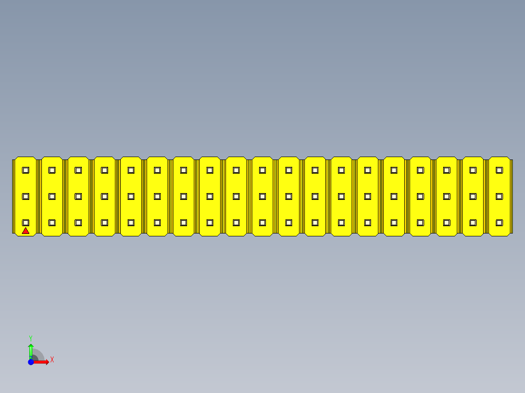彩色公头100mil（2.54mm）系列-DS1021_yellow_3x19p_100mil_Type1_rev1.0前视图