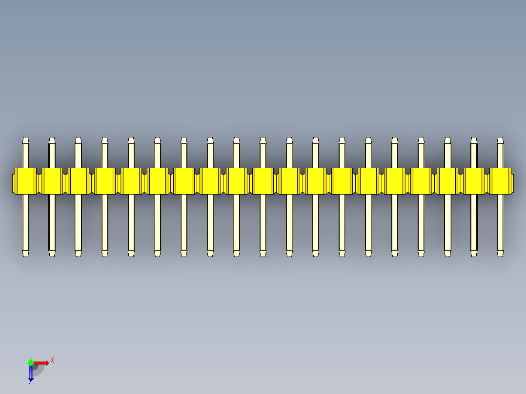 彩色公头100mil（2.54mm）系列-DS1021_yellow_3x19p_100mil_Type1_rev1.0俯视图