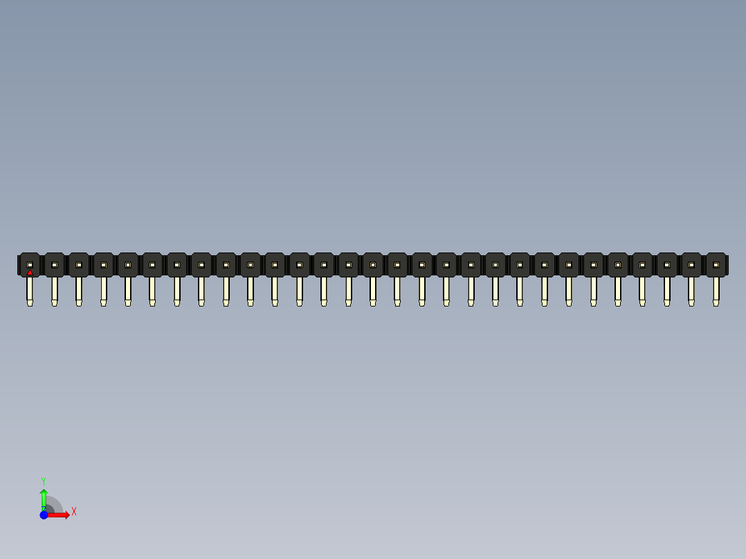 彩色公排针 100mil 2.54mm 系列-DS1022_black_1x29p_100mil_TypeD_rev1.0前视图