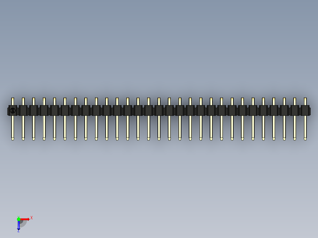 彩色公排针 100mil 2.54mm 系列-DS1022_black_1x29p_100mil_TypeD_rev1.0俯视图