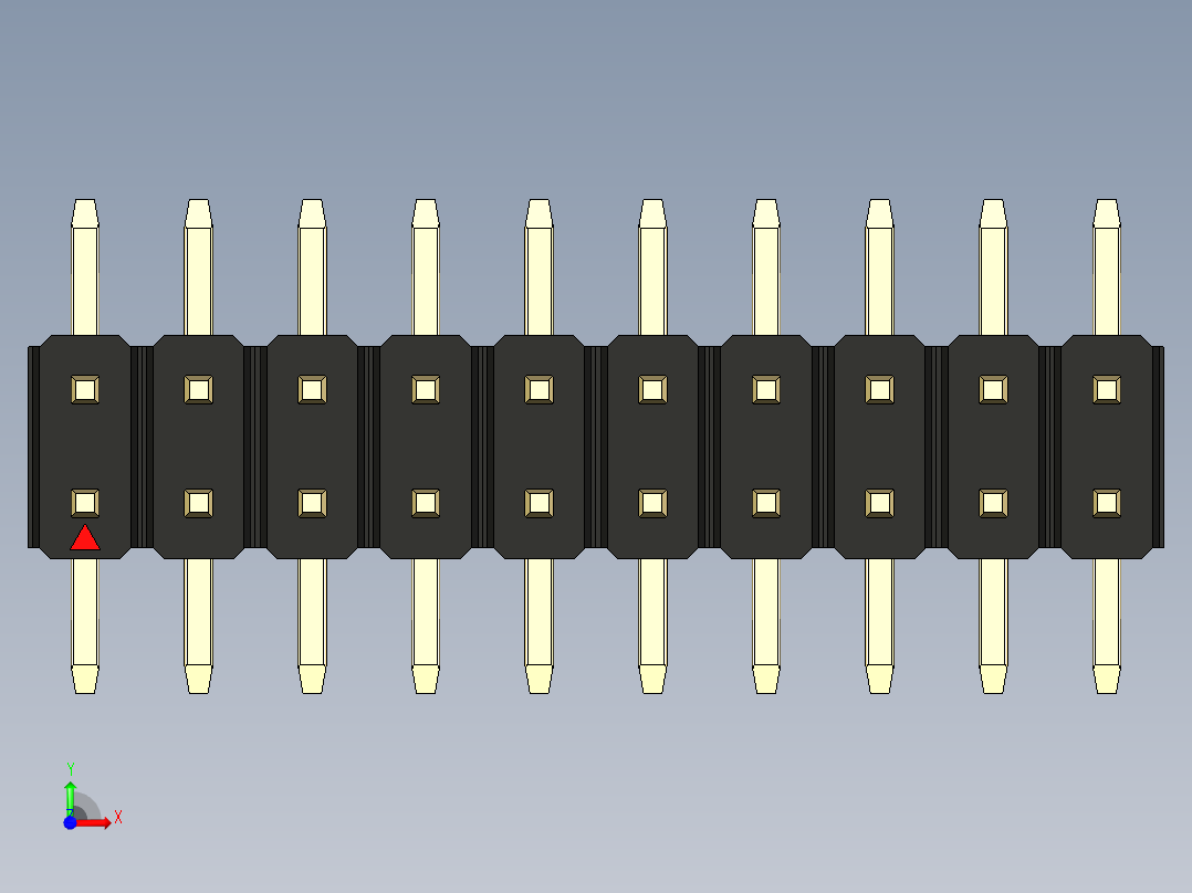彩色公排针 100mil 2.54mm 系列-DS1022_black_20p_100mil_TypeSMT_rev1.0前视图
