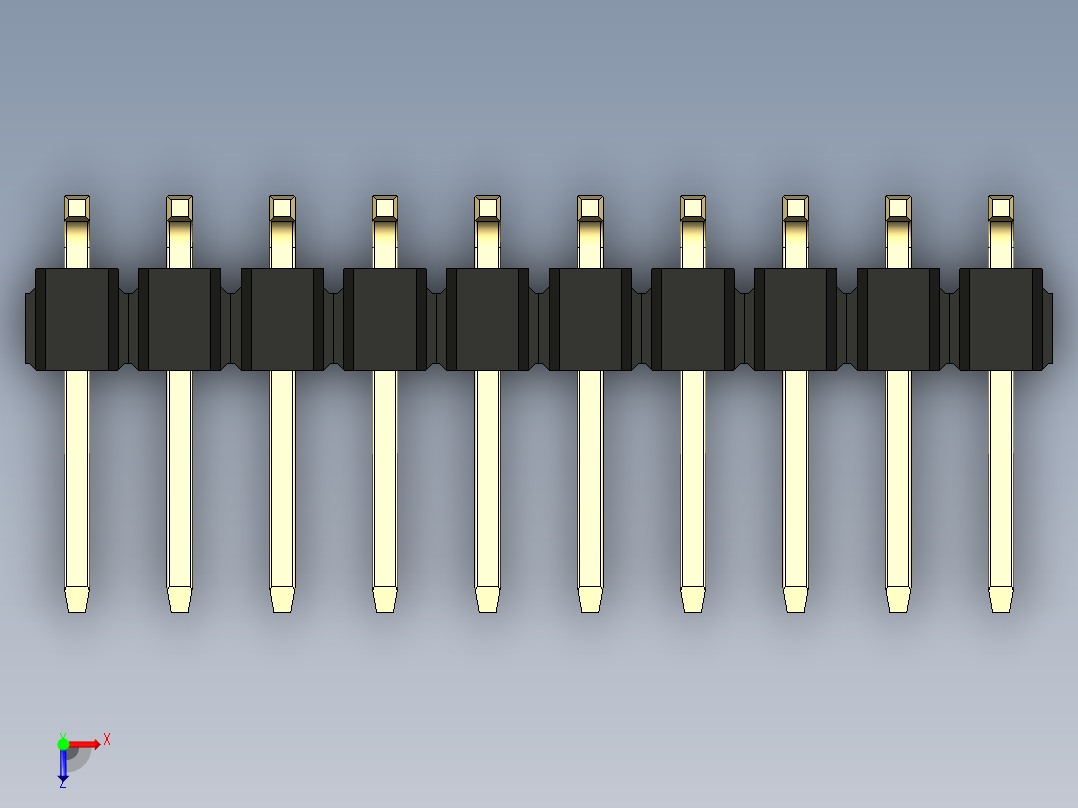 彩色公排针 100mil 2.54mm 系列-DS1022_black_20p_100mil_TypeSMT_rev1.0俯视图