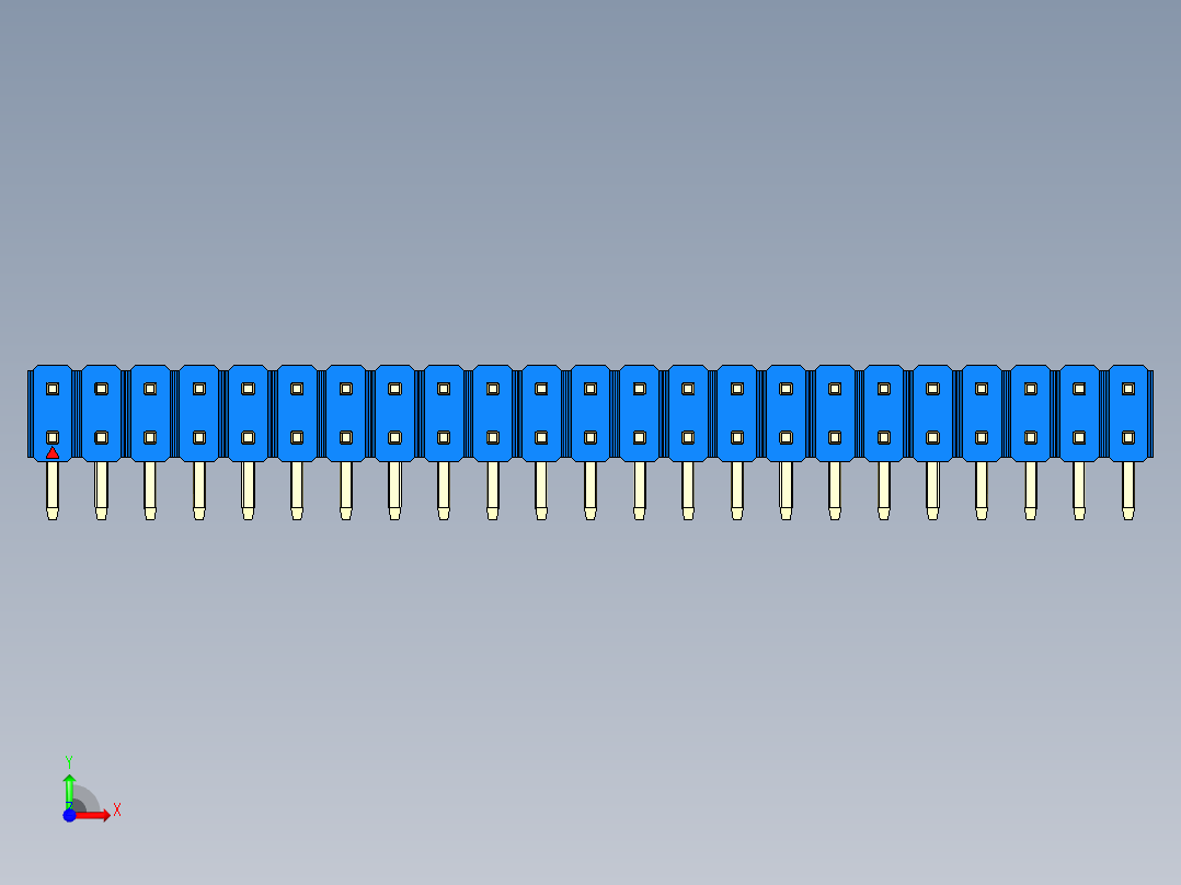 彩色公排针 100mil 2.54mm 系列-DS1022_blue_2x23p_100mil_TypeD_rev1.0前视图