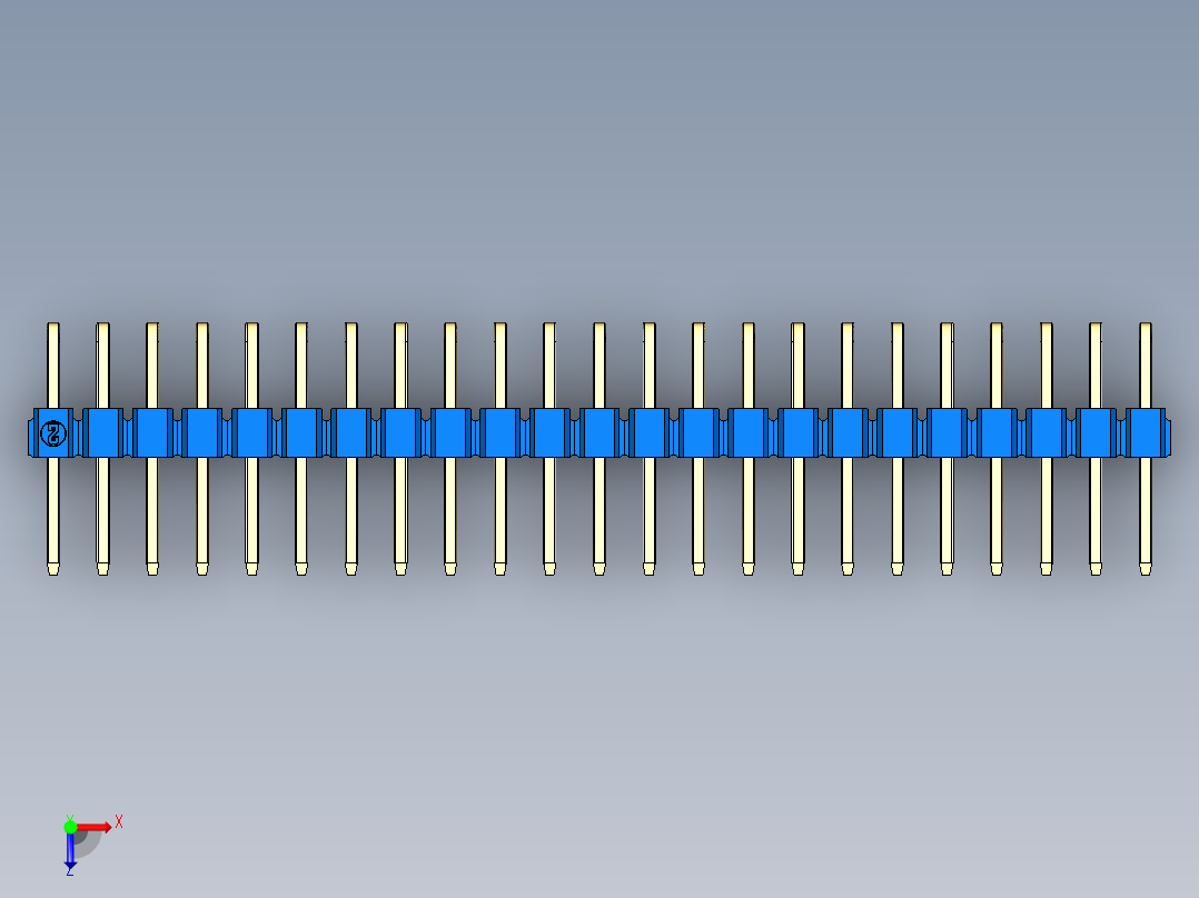 彩色公排针 100mil 2.54mm 系列-DS1022_blue_2x23p_100mil_TypeD_rev1.0俯视图