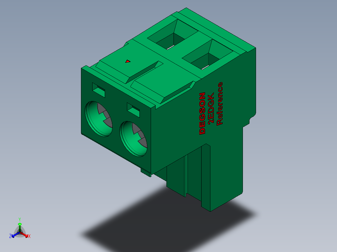 DEGSON 2EDG 系列 5.0mm 可插拔接线端子组-2EDGK-5.0_5.08-xxP-14-00AH正等轴测图