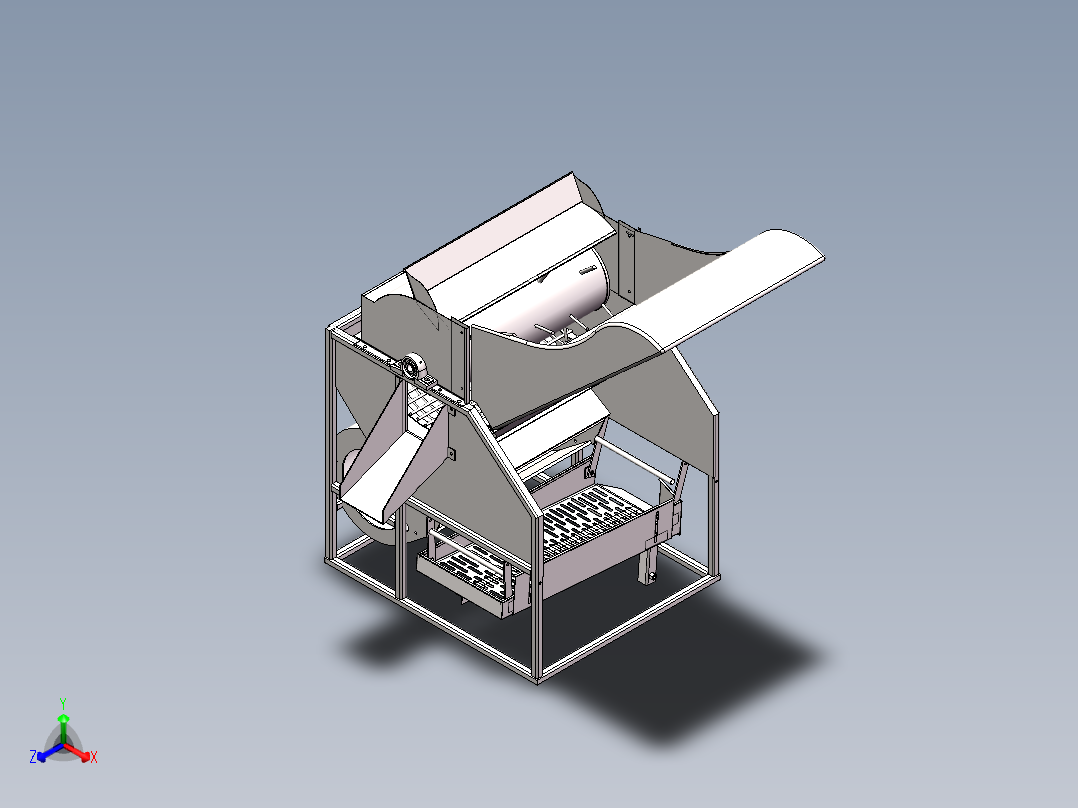 全喂入花生摘果机的设计（含三维+二维+说明书）正等轴测图