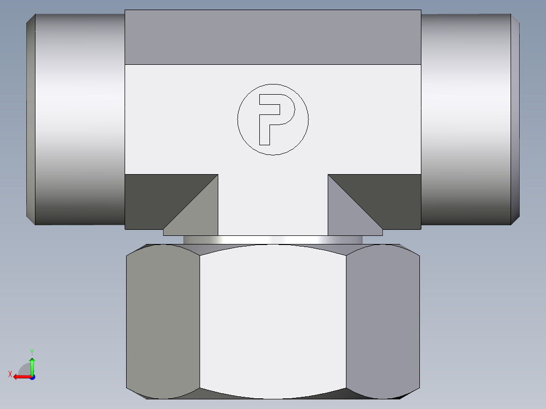 卡套式工业通用硬管接头EO_Swivel_nut_branch_tee_ET22LOMDCF后视图