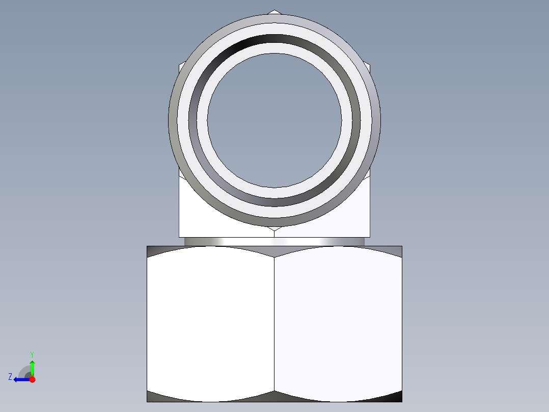 卡套式工业通用硬管接头EO_Swivel_nut_branch_tee_ET22LOMDCF右视图