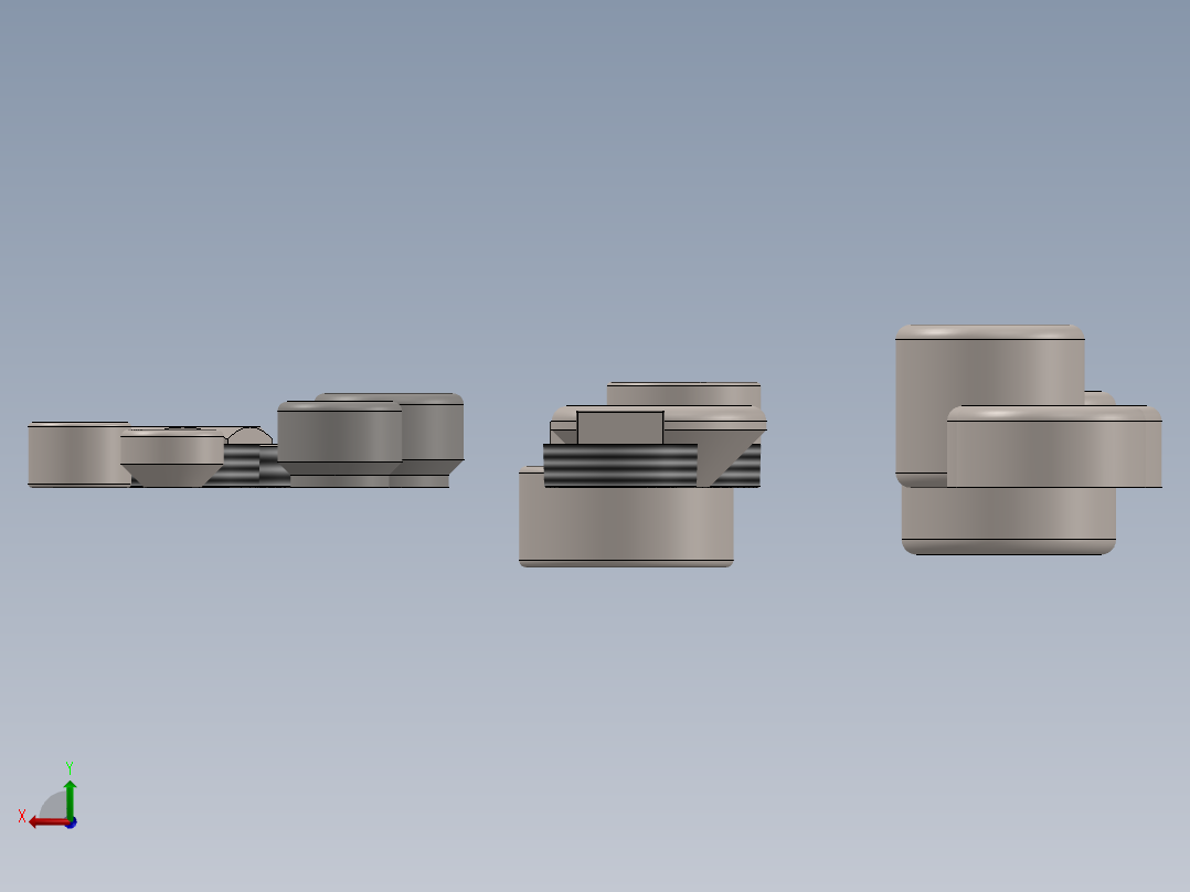 螺纹联轴器、凸台、盖、联轴器、插头和衬套后视图