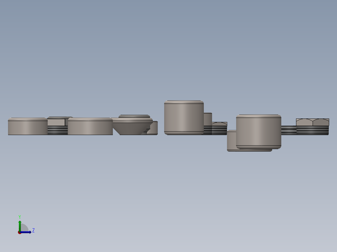 螺纹联轴器、凸台、盖、联轴器、插头和衬套左视图