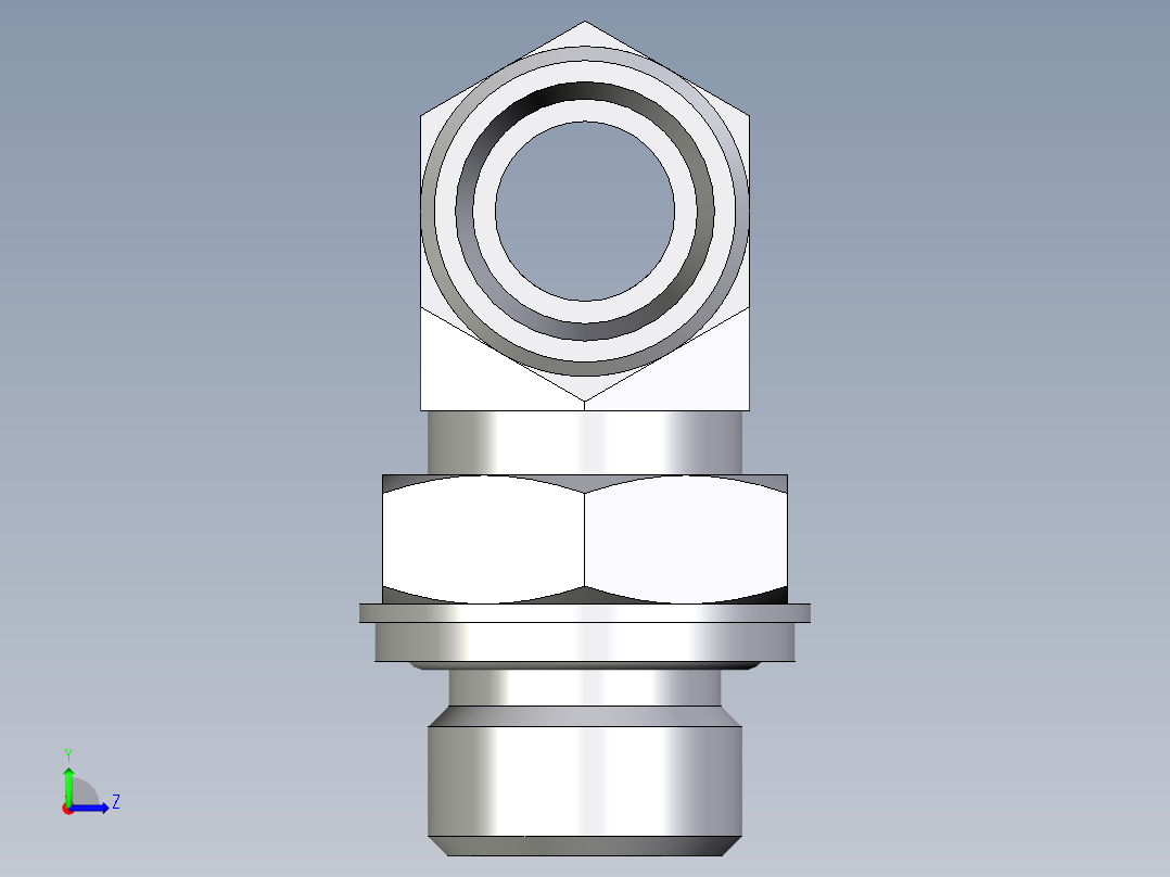 卡套式工业通用硬管接头EO_Adjustable_locknut_branch_tee_TEE15LROMDCF左视图
