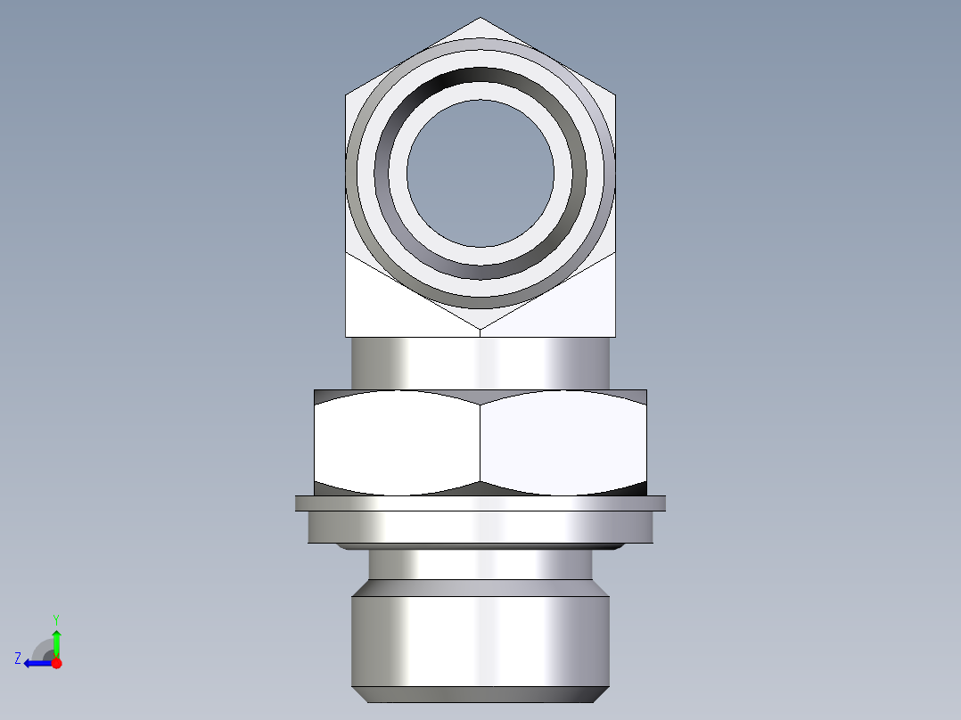 卡套式工业通用硬管接头EO_Adjustable_locknut_branch_tee_TEE15LROMDCF右视图