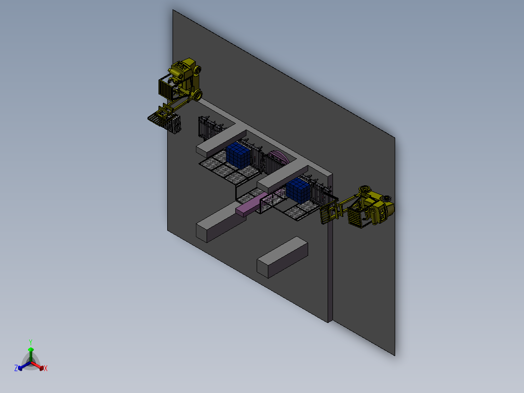 包装箱辊式传送转台正等轴测图