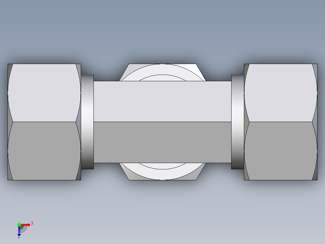 卡套式工业通用硬管接头EO_Union_tee_T15LCF俯视图