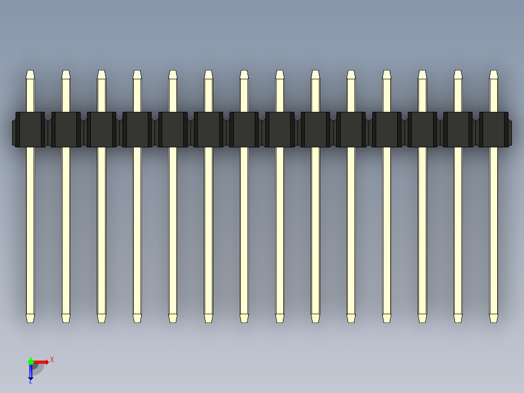 彩色公头100mil（2.54mm）系列-DS1021_black_2x14p_100mil_Type5_rev1.0俯视图