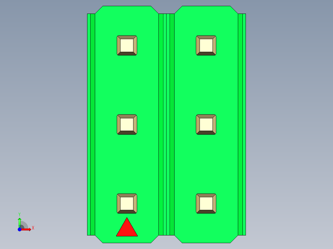 彩色公头100mil（2.54mm）系列-DS1021_green_3x02p_100mil_Type1_rev1.0前视图