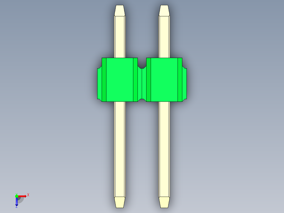 彩色公头100mil（2.54mm）系列-DS1021_green_3x02p_100mil_Type1_rev1.0俯视图