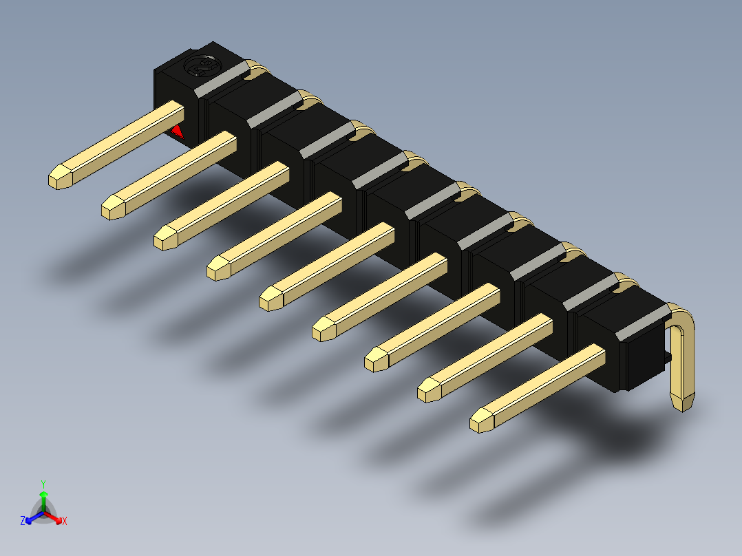 彩色公排针 100mil 2.54mm 系列-DS1022_black_1x09p_100mil_TypeD_rev1.0