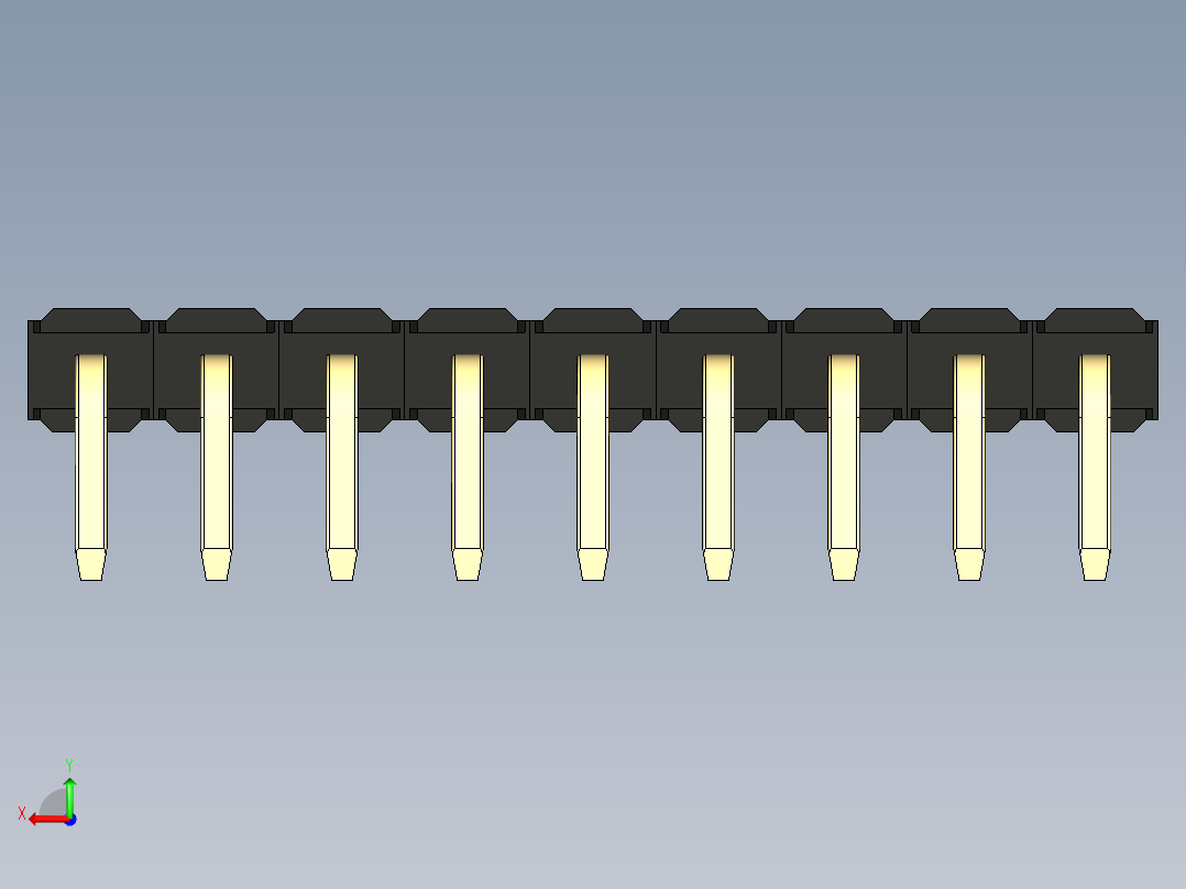 彩色公排针 100mil 2.54mm 系列-DS1022_black_1x09p_100mil_TypeD_rev1.0后视图