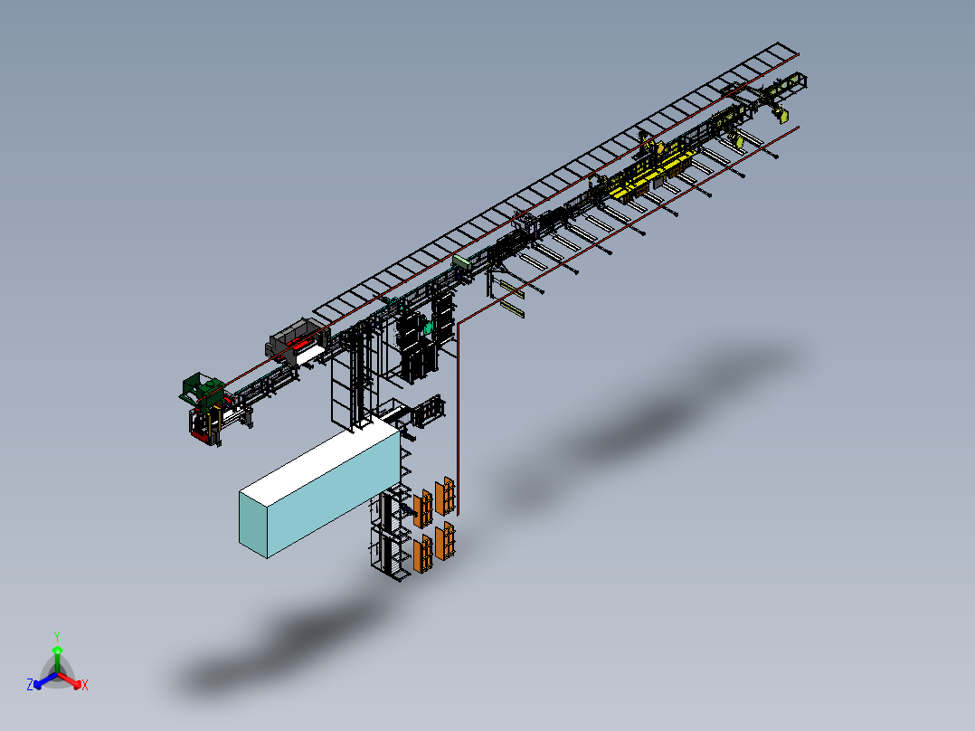 门板壁板多功能生产线正等轴测图