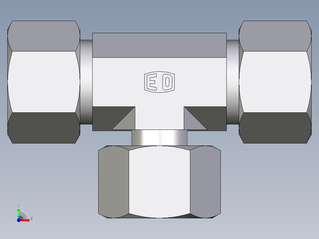 卡套式工业通用硬管接头EO_Standpipe_branch_tee_EVT16S71前视图