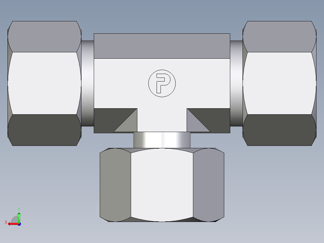 卡套式工业通用硬管接头EO_Standpipe_branch_tee_EVT16S71后视图