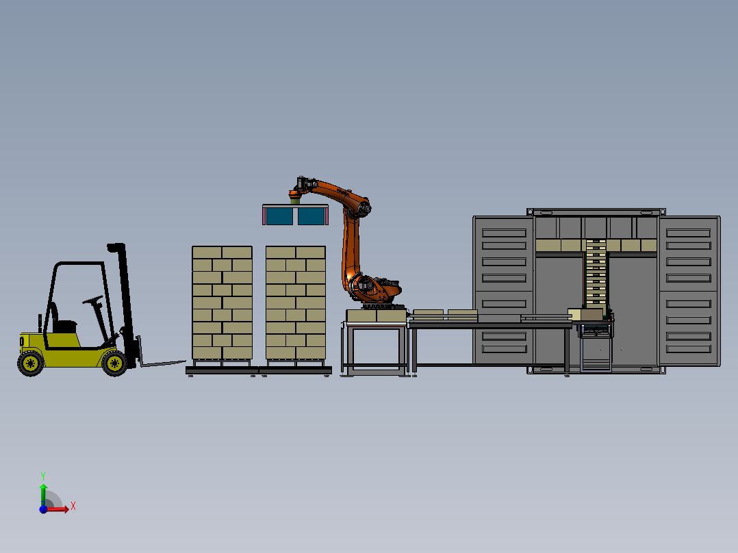 货箱码垛搬运线前视图