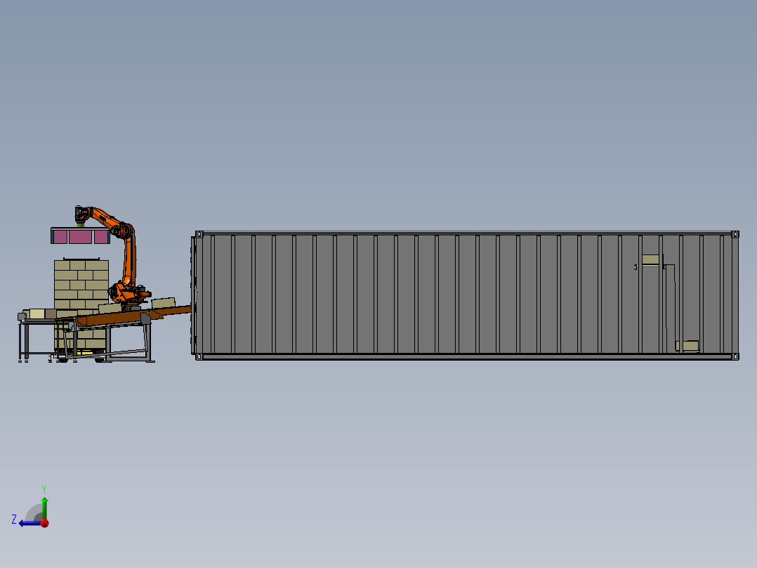 货箱码垛搬运线右视图