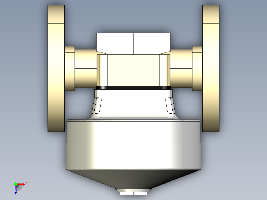7DKMOAMCP NO-DA 气动隔膜阀、常开型双作用，固定法兰，钻孔ANSI B16.5条款150 # FF。面对面根据EN 558-1 PP-H俯视图