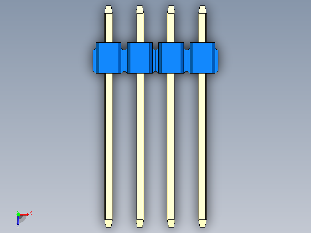 彩色公头100mil（2.54mm）系列-DS1021_blue_2x04p_100mil_Type5_rev1.0俯视图