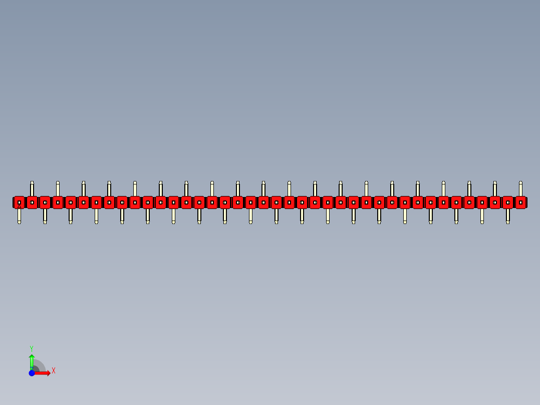 彩色公排针 100mil 2.54mm 系列-DS1022_red_40p_100mil_Type_SMT_R2_rev1.0前视图