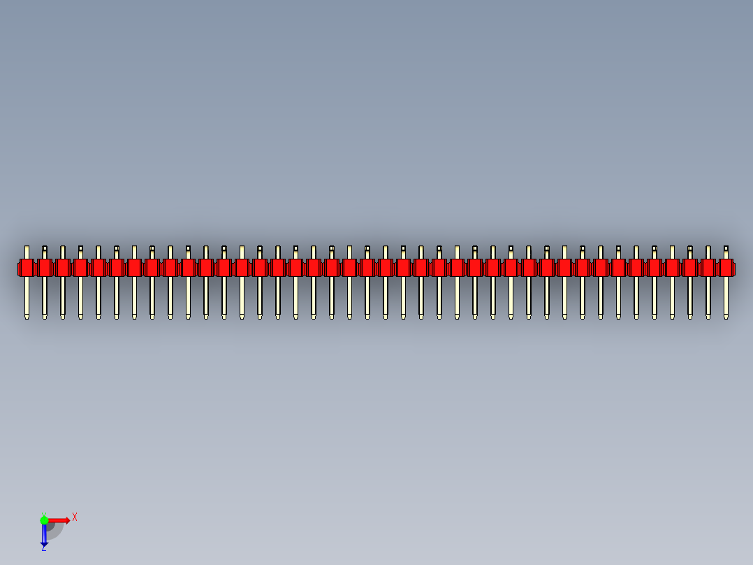 彩色公排针 100mil 2.54mm 系列-DS1022_red_40p_100mil_Type_SMT_R2_rev1.0俯视图