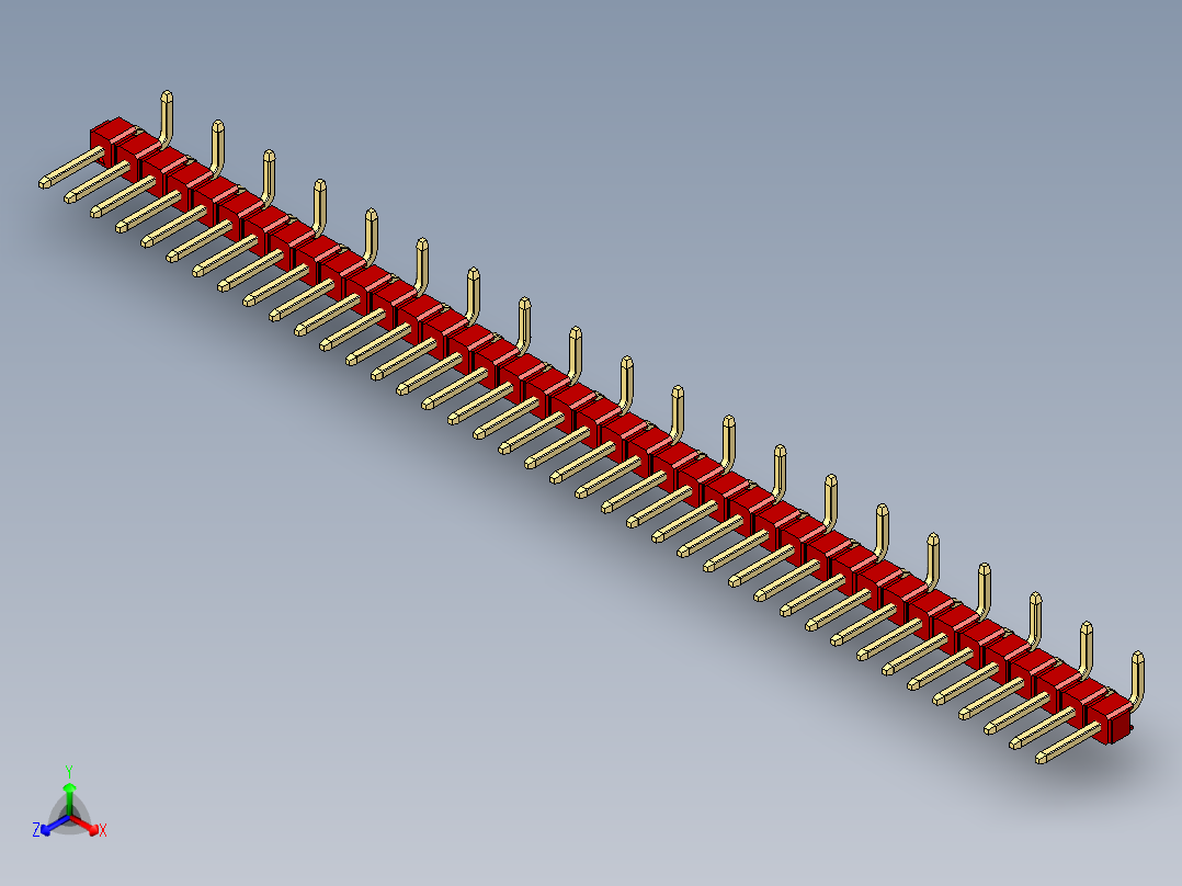 彩色公排针 100mil 2.54mm 系列-DS1022_red_40p_100mil_Type_SMT_R2_rev1.0正等轴测图