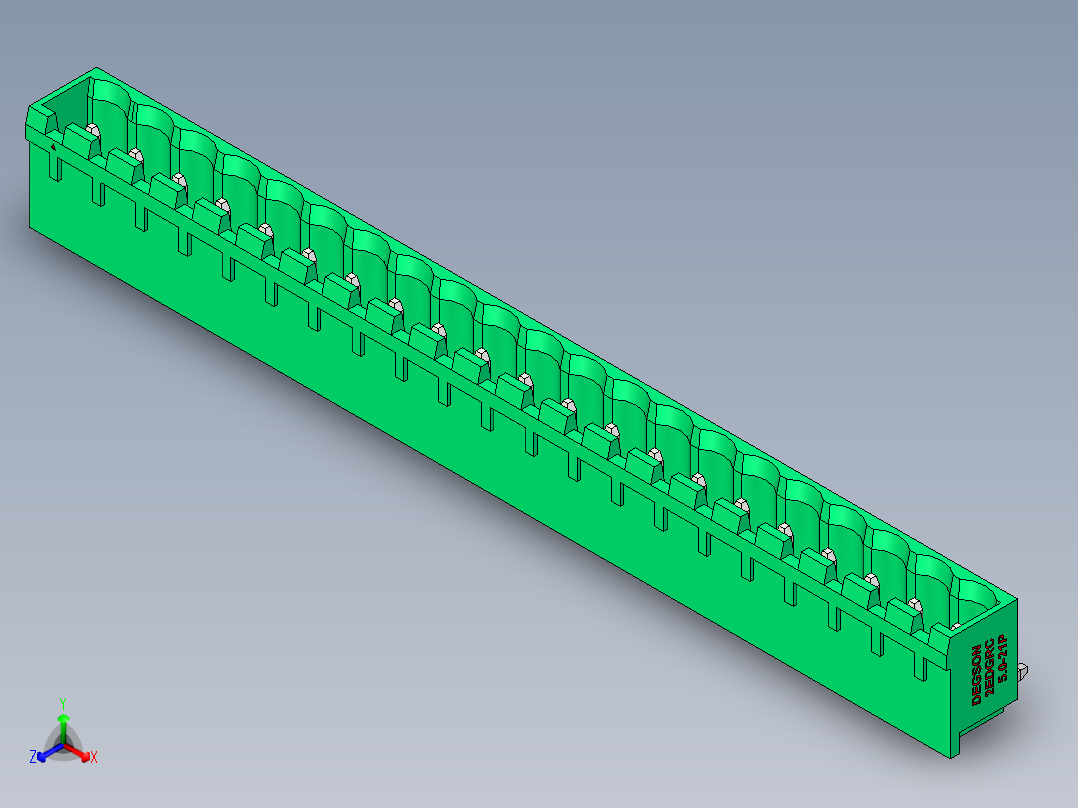 DEGSON 2EDG 系列 5.0mm 可插拔接线端子组-2EDGRC-5.0-21P-14-00AH正等轴测图