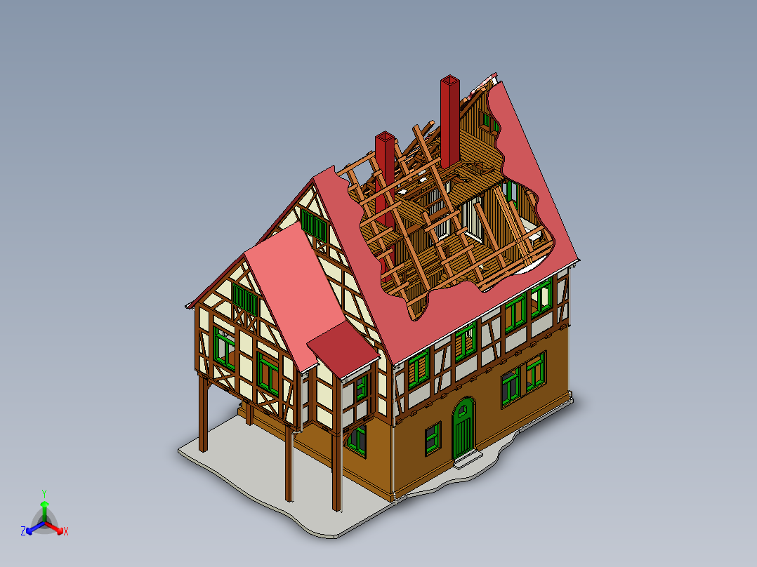 房子正等轴测图