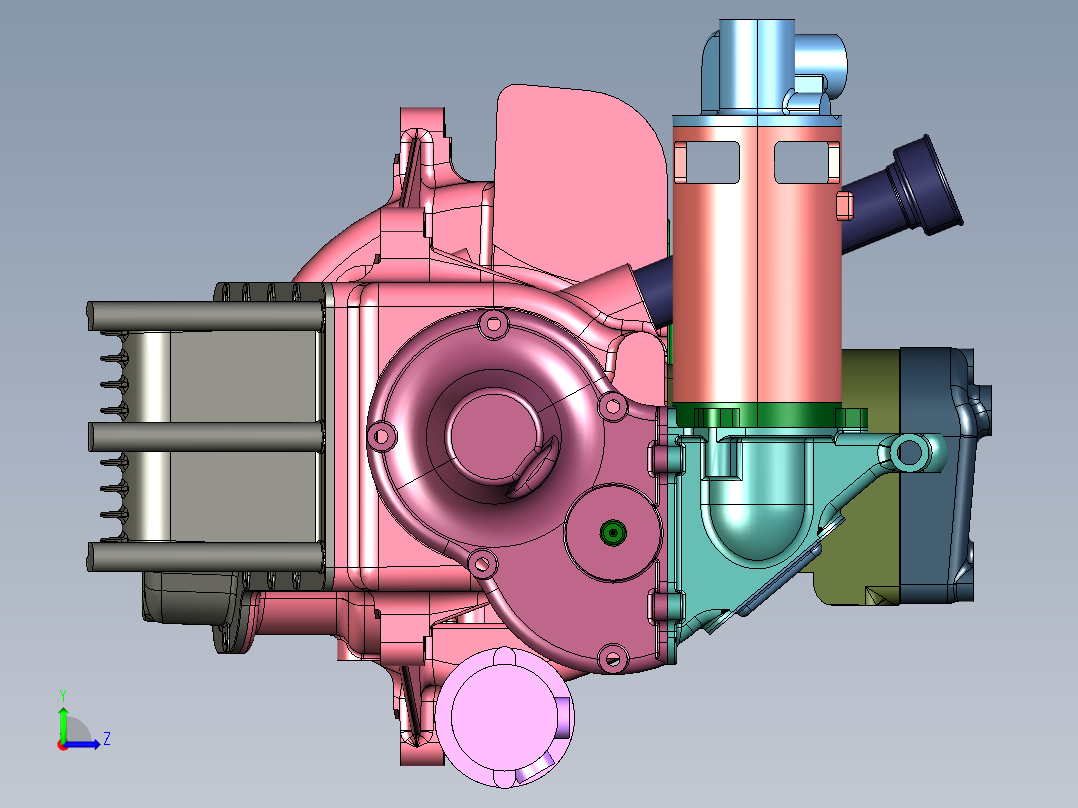 老爷车奥斯汀4缸发动机左视图