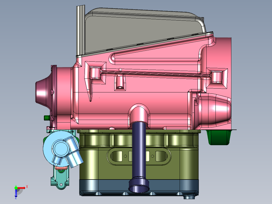 老爷车奥斯汀4缸发动机俯视图