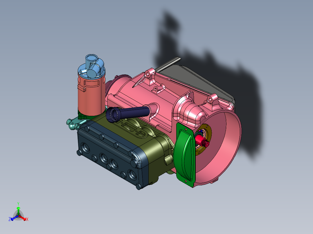 老爷车奥斯汀4缸发动机正等轴测图