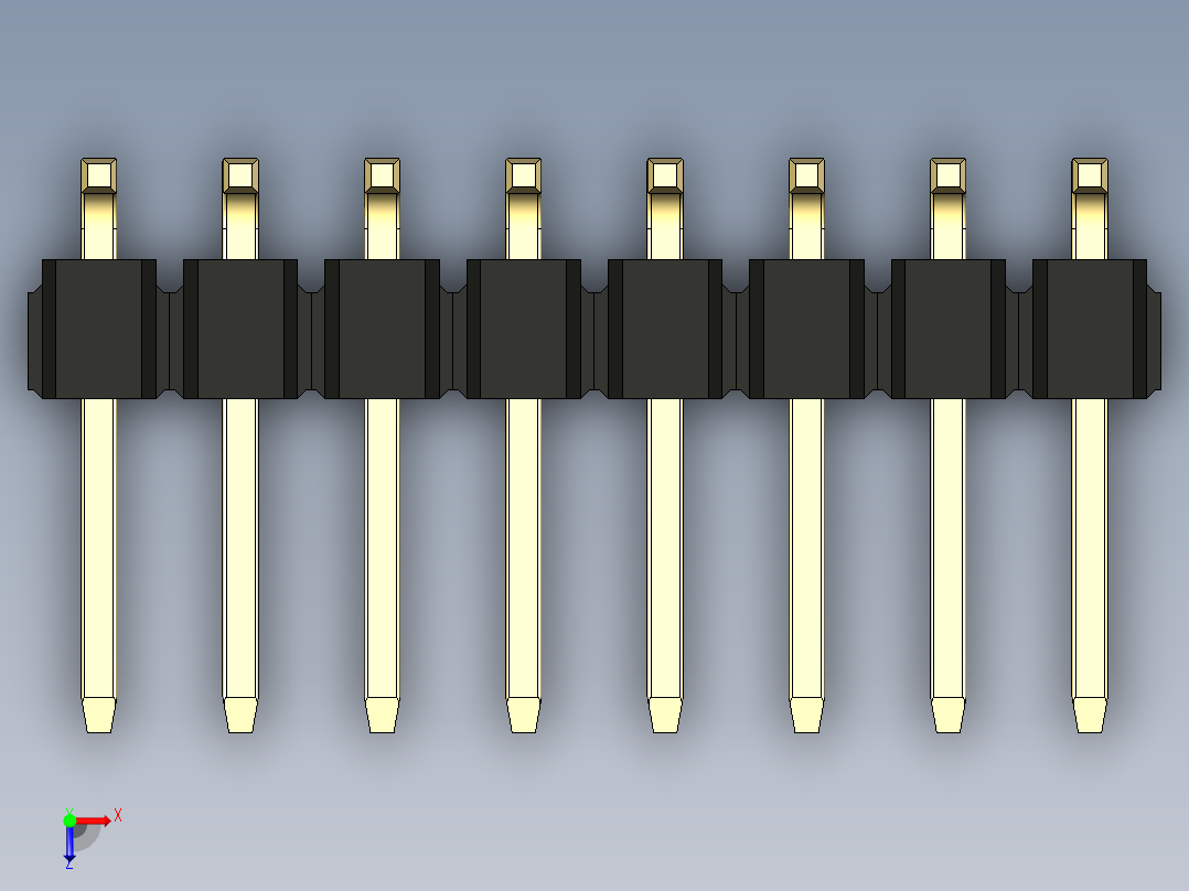 彩色公排针 100mil 2.54mm 系列-DS1022_black_16p_100mil_TypeSMT_rev1.0俯视图